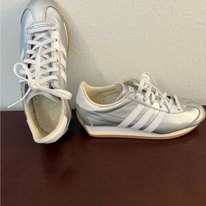adidas Metallic Silver and White Sneakers